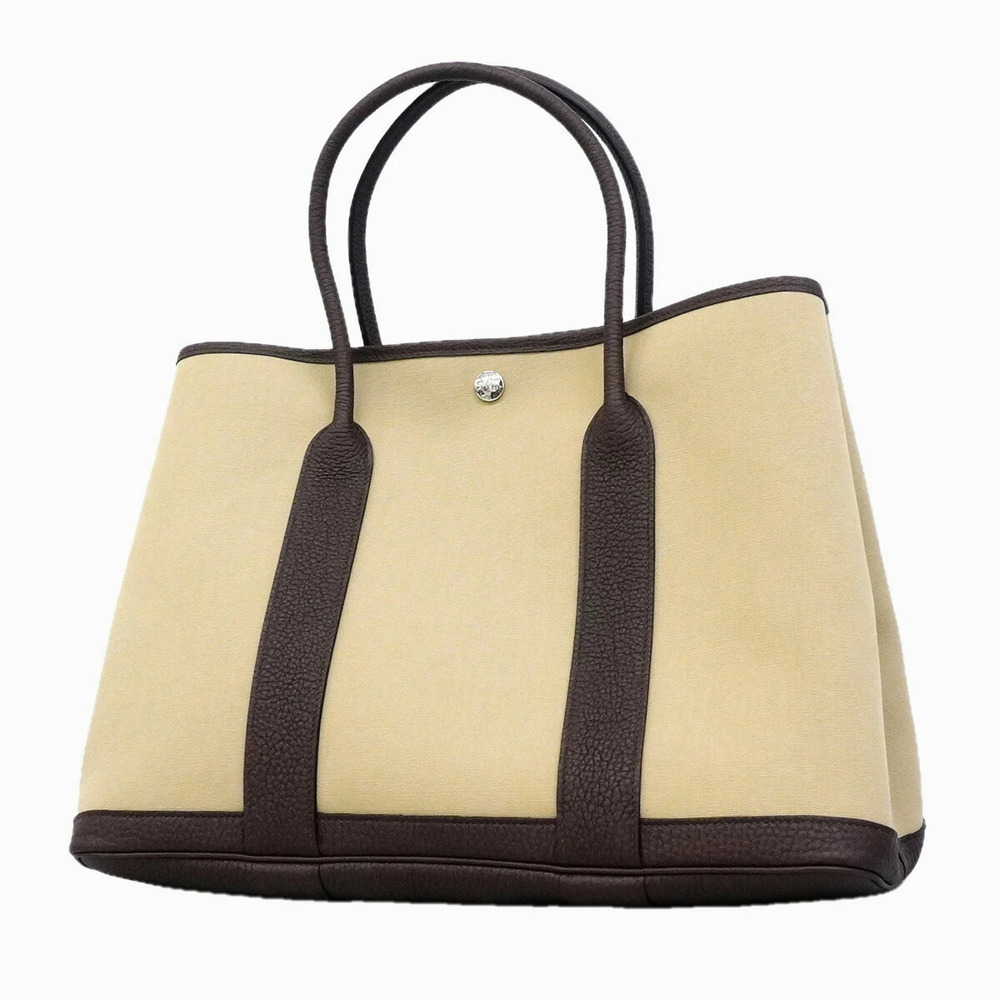 Hermes Garden PM Tote Bag, Toile Officier, Beige, Rouge Sellier, G Stamp, Wom...